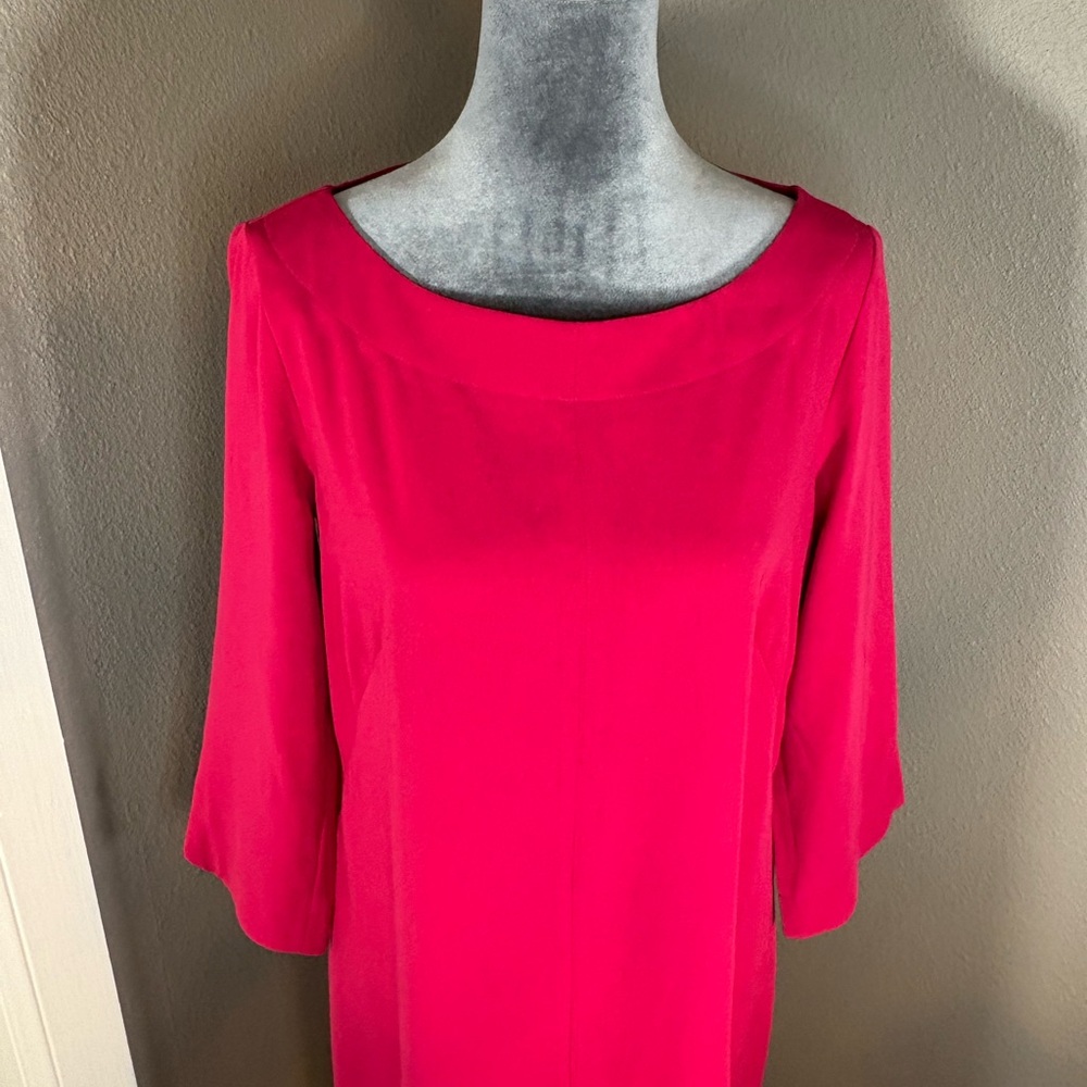 Laundry by Shelli Segal Dark Pink Shift Dress 3/4 Sleeve Size 6